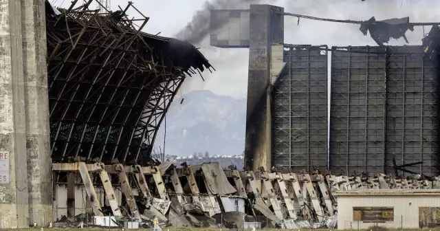 Demolition of burned Tustin hangar underway; asbestos levels 'below any level of concern'