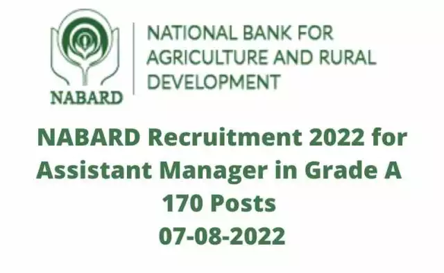 NABARD Recruitment 2022 for Assistant Manager in Grade A | 170 Posts | 07-08-2022