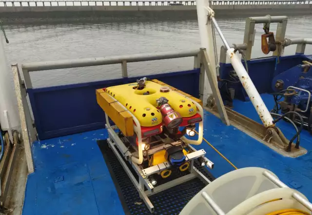 Underwater drone used to check offshore wind farm foundations