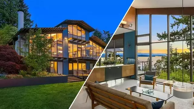 Offering Amazing Views, This Fully Restored Midcentury Modern Home Shines Near Seattle