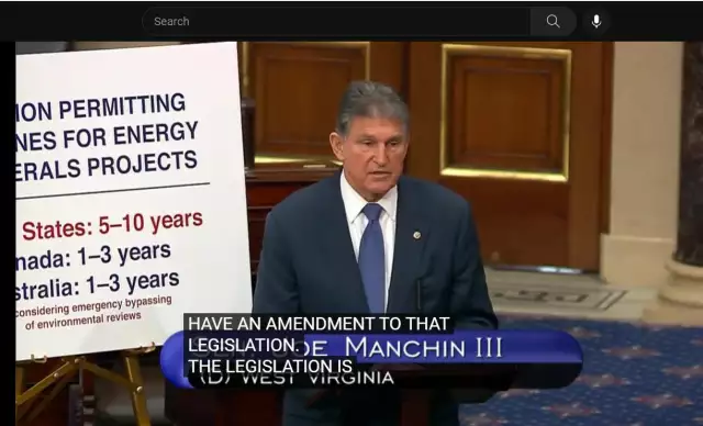 Manchin's Energy Permit Reform Measure Fails 47-47 in Senate Vote 