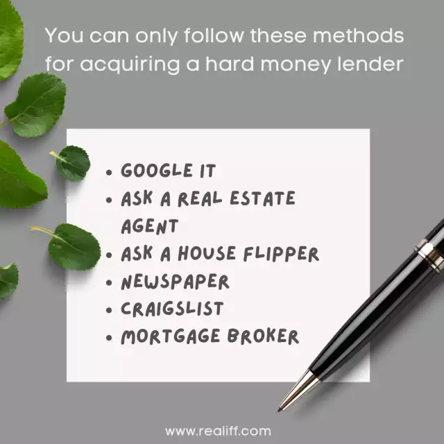 The method for acquiring a hard money lender