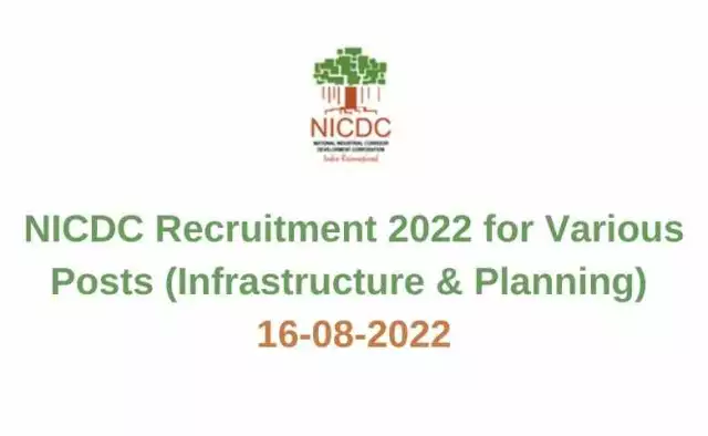 NICDC Recruitment 2022 for Various Posts (Infrastructure & Planning) | 16-08-2022